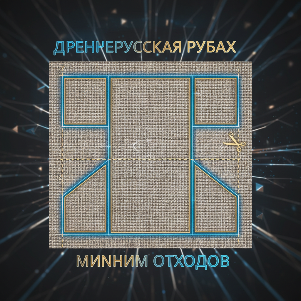 Схема кроя древнерусской рубахи, показывающая минимальное количество отходов ткани