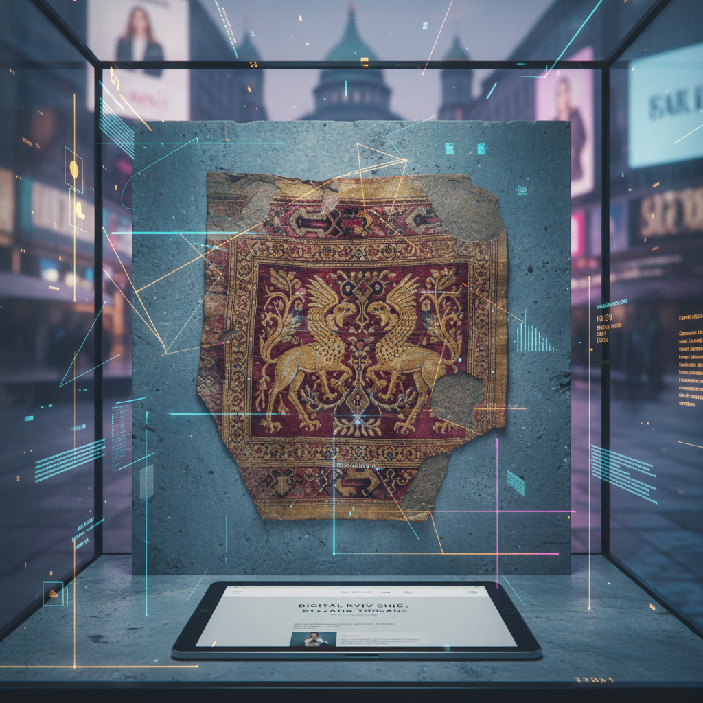 Фрагмент византийского шелка, найденный при раскопках в Киеве