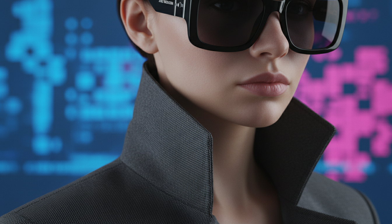 Крупный план на строгий воротник жакета Калугиной и ее массивные очки