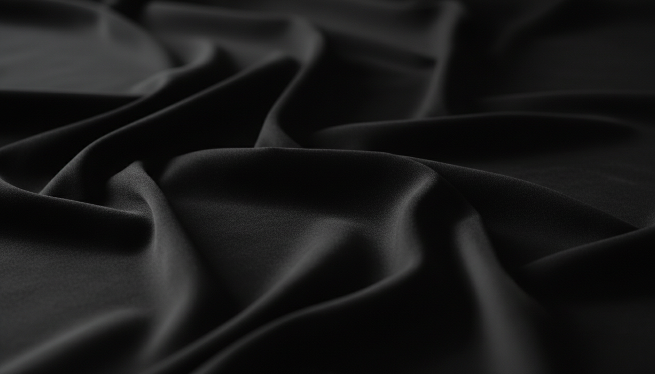 Крупный план ткани: струящийся черный шелк или бархат