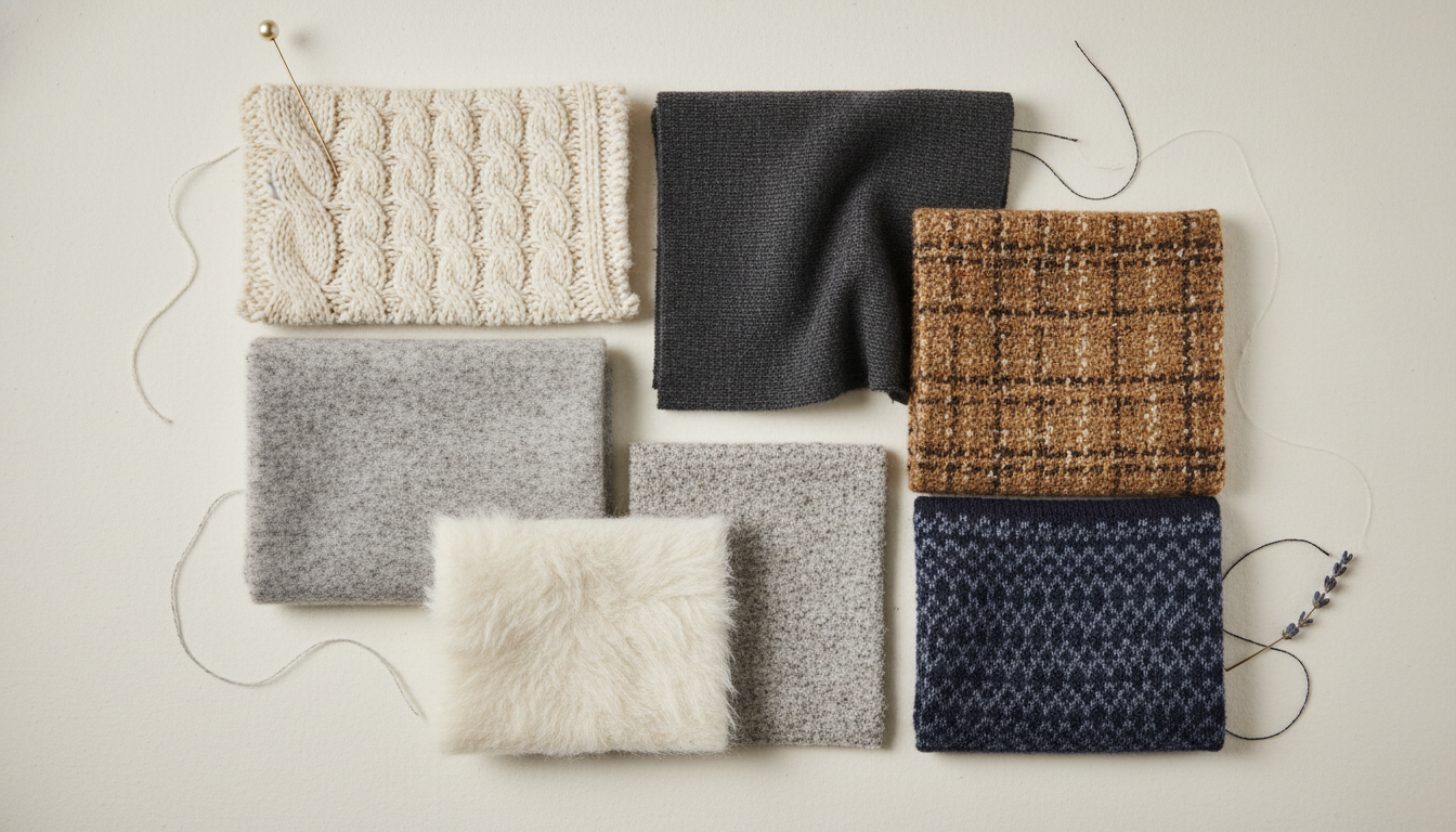 Коллаж из разных видов шерсти и кашемира