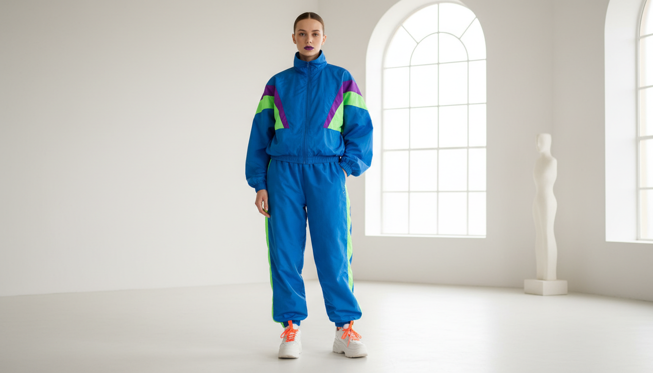 Фотография, демонстрирующая устаревший неоновый спортивный костюм