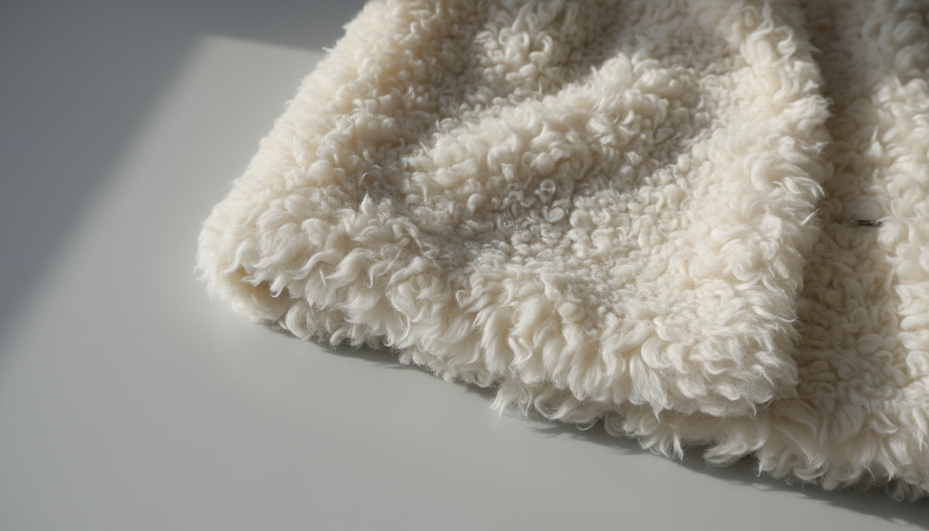 Фрагмент эко-шубы из фактурного белого меха (под "чебурашку").