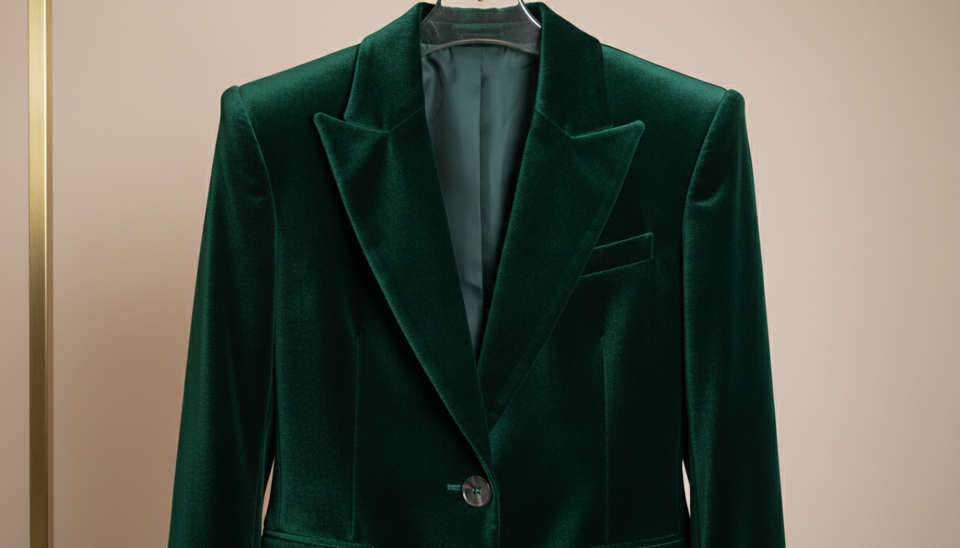 Крупный план бархатного жакета с широкими плечами