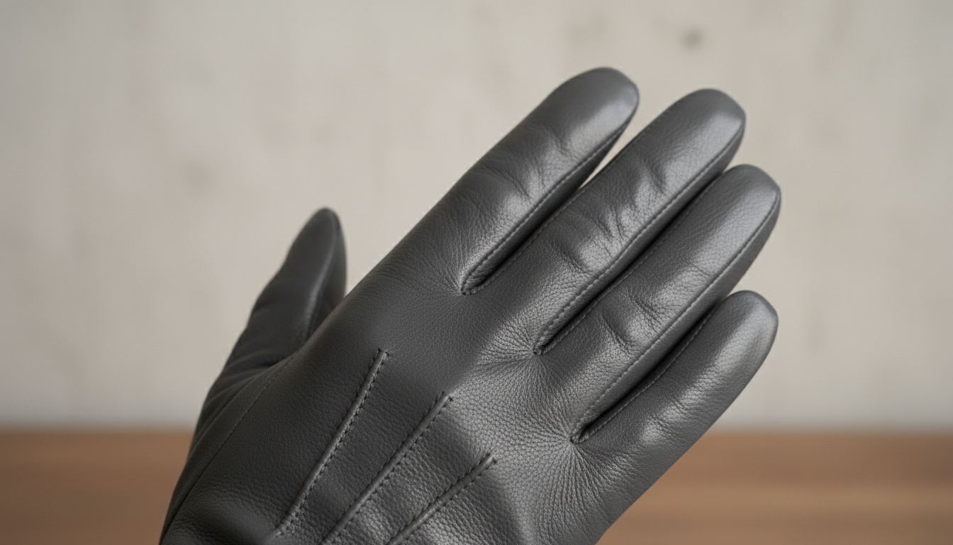 Крупный план на фактуру качественной кожи перчаток