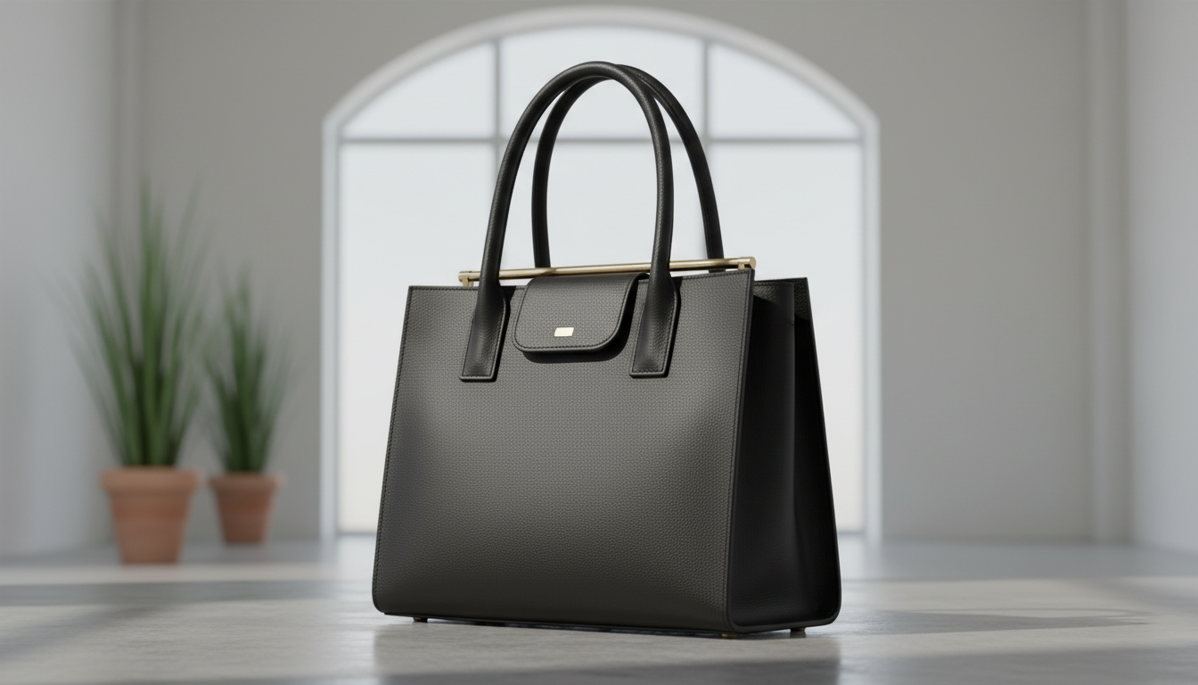 Черная кожаная структурированная сумка-тоут.