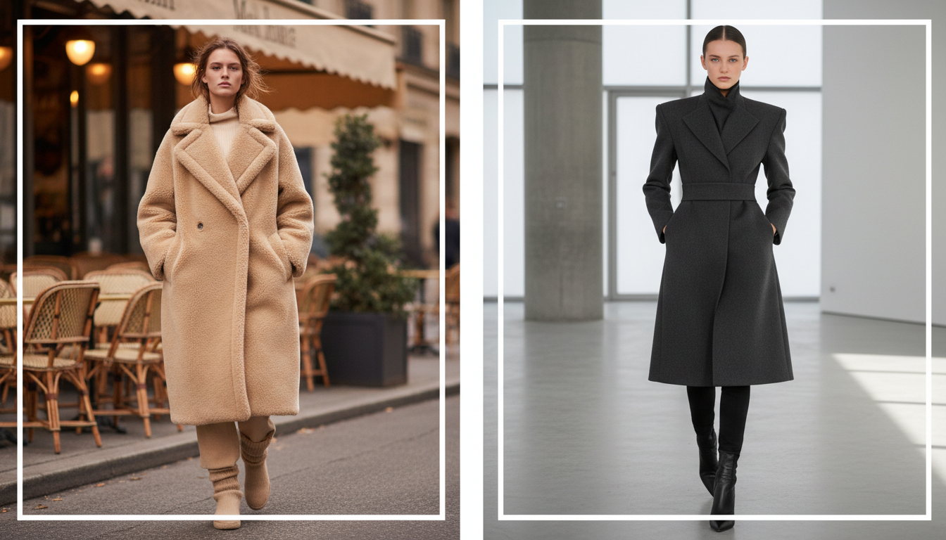 Сравнение объемных Teddy Coat от Max Mara и структурированных моделей с показов 2025 года