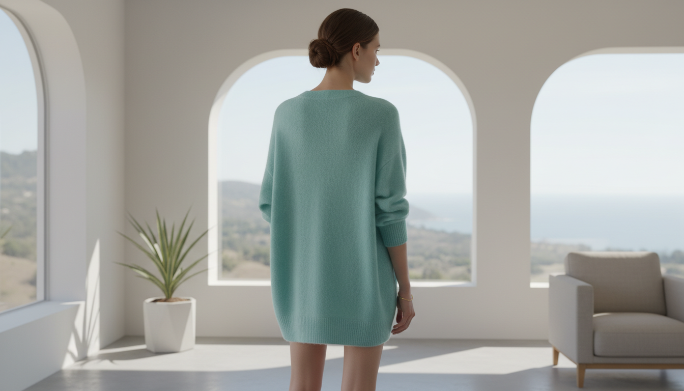 Объемный кашемировый свитер цвета аквамарин