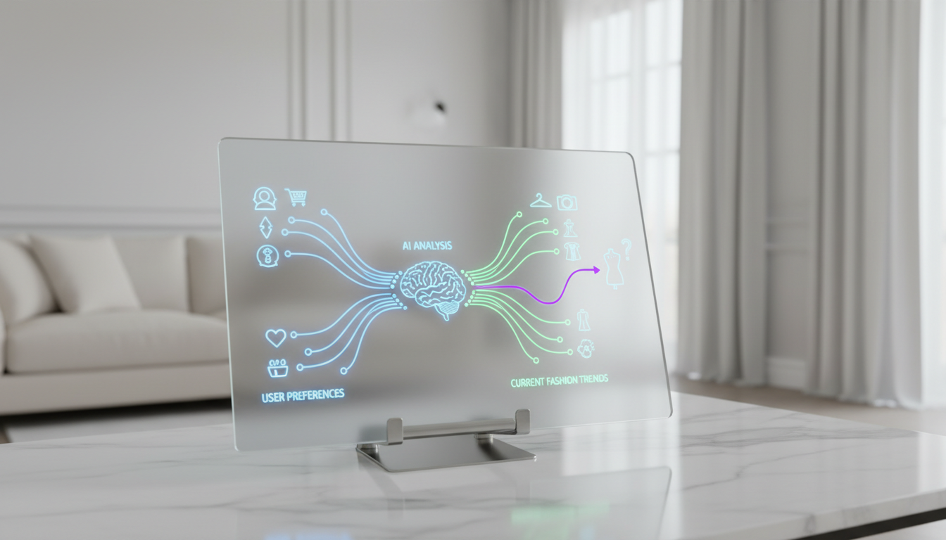 График, показывающий, как AI анализирует предпочтения пользователя и текущие фэшн-тренды