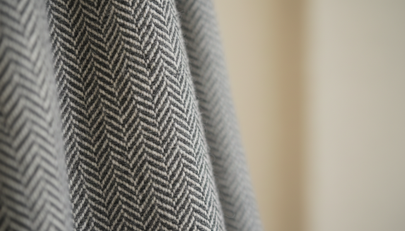 Крупный план ткани пальто в мелкую елочку