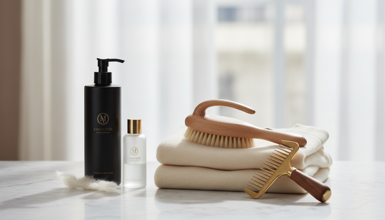 Средства для ухода за кашемиром и щетка для удаления катышков