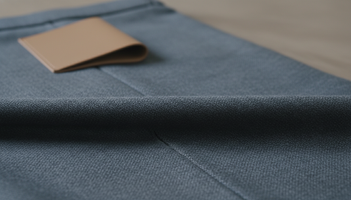 Крупный план текстуры высококачественной серой шерстяной ткани для брюк.