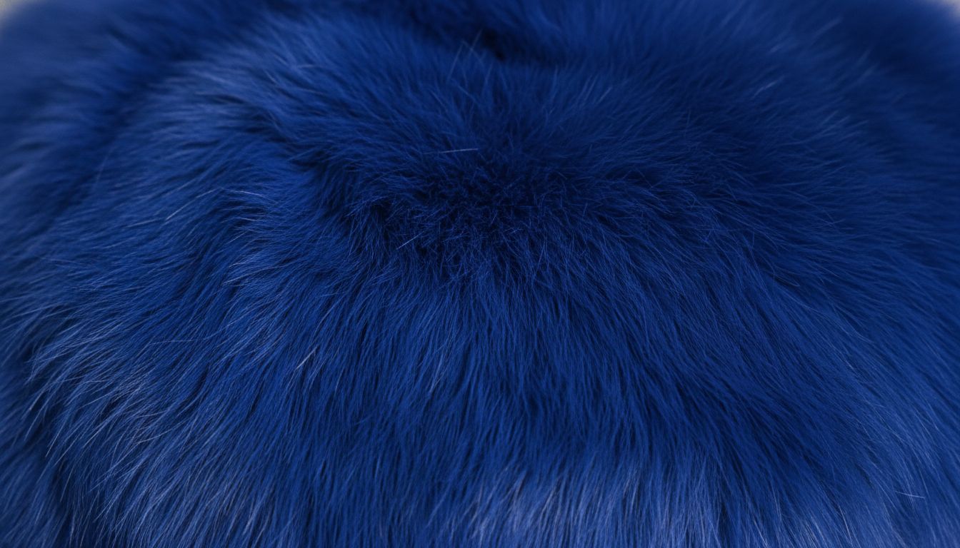 Крупный план текстуры высококачественного искусственного меха ярко-синего цвета, демонстрирующий плотность ворса.