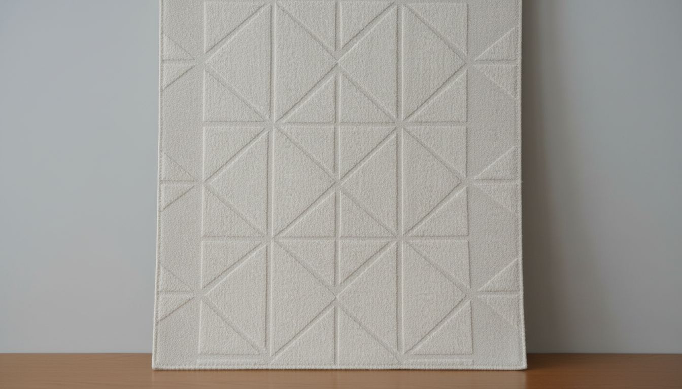 Крупный план геометрического плетения на матовом жаккарде, демонстрирующий его объем и плотность.